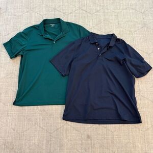 Amazon Essentials Men's Polo Shirt Set Green and Navy Large